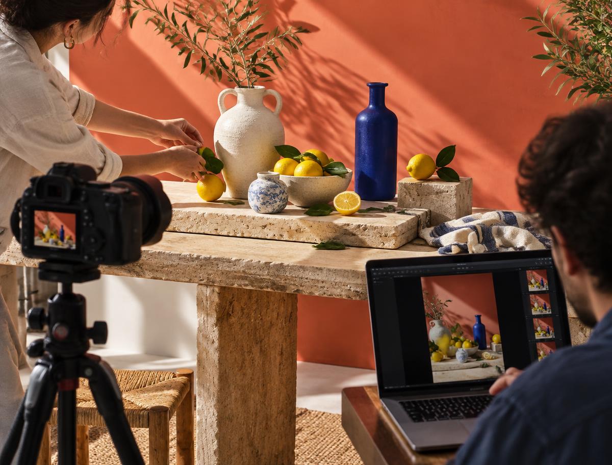 Illustrative product campaign content shoot in progress