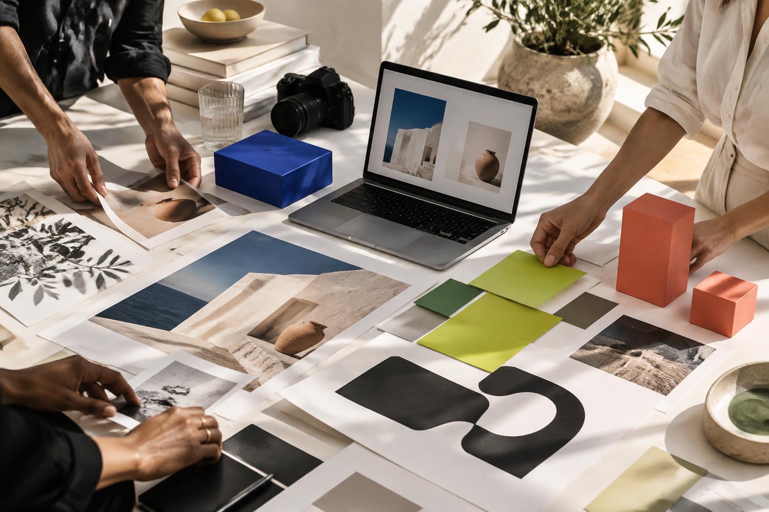 Creative team developing brand and campaign materials together